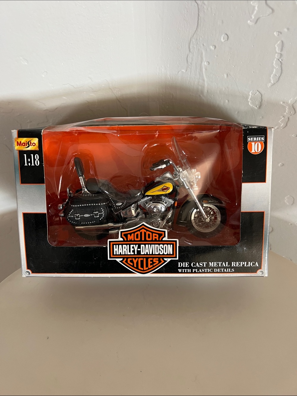 Harley-Davidson Black Motorcycle Model with Yellow Tank Accent vintage